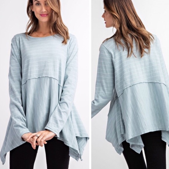 Tops - $ FIRM 🌷Blue Asymmetrical Pinstripe Tunic